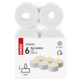 LED dekorace EMOS čajová svíčka bílá, CR2032, vnitřní, vintage, 6 ks 

 obrázek produktu 3 z 3