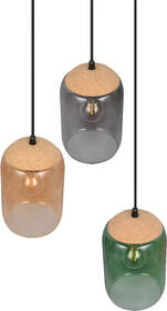 Závěsné svítidlo TRIO CORK, 3x E27 černé/vícebarevné

 obrázek produktu 4 z 7