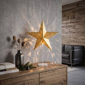 LED dekorace Solight vánoční hvězda stolní, 10x LED, 3x AA zlatá

 obrázek produktu 1 z 6