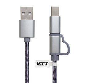 Kabel iGET USB/USB-C + micro USB, 1m stříbrný

 obrázek produktu 3 z 3