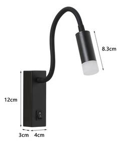 Nástěnné svítidlo IMMAX GOAL LED, vypínač, 3W černé

 obrázek produktu 2 z 8