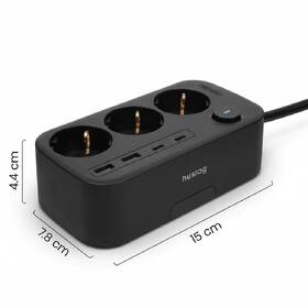 Kabel prodlužovací Huslog 15W 3xzásuvka, 2xUSB-C, 2xUSB, 1x držák na telefon černý

 obrázek produktu 9 z 9