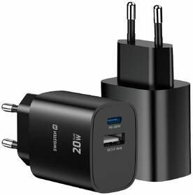 Nabíječka do sítě Swissten EDGE GaN 1x USB-C PD 20W/1x USB-A 18W QC černá

 obrázek produktu 4 z 9