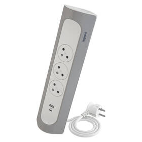 Kabel prodlužovací Legrand 3x zásuvka, USB, 1m bílý/hliník

 obrázek produktu 3 z 8