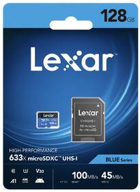 Paměťová karta Lexar 633x microSDXC 128GB UHS-I (100R/45W) C10 A1 V30 U3 + adaptér 
