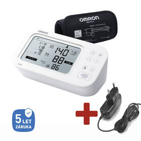 Tlakoměr na paži OMRON M6 Comfort AFib NEW + ZDROJ bílá barva
