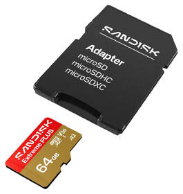 Paměťová karta SANDISK 64GB UHS-I (200R/90W) + SD apaptér 

 obrázek produktu 3 z 5