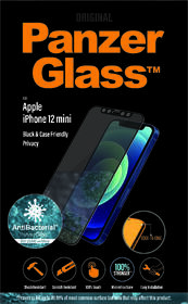 Tvrzené sklo PanzerGlass Edge-to-Edge Privacy Antibacterial na Apple iPhone 12 mini černé

 obrázek produktu 2 z 2