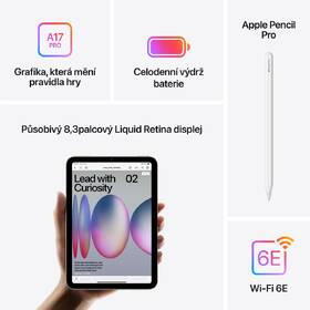 Dotykový tablet Apple iPad mini (2024) Wi-Fi 256 GB - hvězdně bílý 

 obrázek produktu 6 z 9
