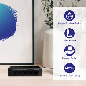 Switch Strong SW5000M 5-Port Gigabit kovový

 obrázek produktu 9 z 12