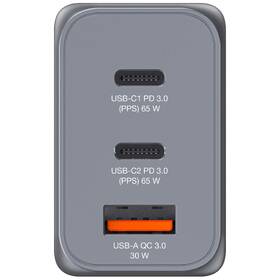 Cestovní adaptér Verbatim GNC-65 GaN 65W, 2x USB-C PD 65W, 1x USB-A QC 3.0 stříbrný

 obrázek produktu 1 z 6