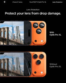 Ochranné sklo čočky fotoaparátu Spigen tR EZ Fit Optik Pro XL na Apple iPhone 17 Pro oranžové

 obrázek produktu 14 z 15
