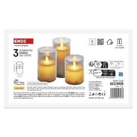 LED dekorace EMOS vosková svíčka ve skle, 3LED, teplá bílá, časovač (3 ks) 

 obrázek produktu 3 z 6