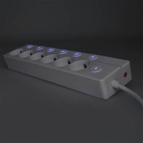 Kabel prodlužovací Solight 6x zásuvka prodlužovací přívod, 3m, 3 x 1mm2, bílý, 6+1 vypínač bílý

 obrázek produktu 4 z 4