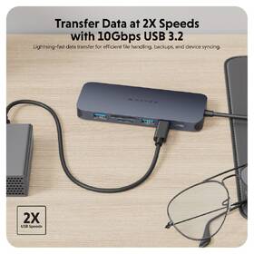 USB Hub HyperDrive EcoSmart Gen.2 Dual HDMI USB-C 11-in-1 140W PD3.1 Pass-thru 

 obrázek produktu 3 z 7