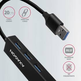 USB Hub Axagon USB 3.2 Gen 1 hub, 3x USB-A + Gigabit Ethernet, kabel USB-A 20cm černý

 obrázek produktu 4 z 7