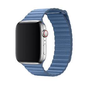 Řemínek Apple Watch 44mm chrpově modrý kožený - střední 

 obrázek produktu 2 z 3