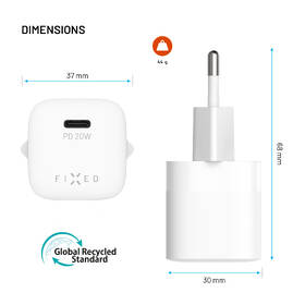 Nabíječka do sítě FIXED Mini, PD 20W, 1xUSB-C + USB-C/USB-C kabel, 1,2m bílá

 obrázek produktu 9 z 10