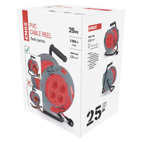 Kabel prodlužovací na bubnu EMOS 4x zásuvka, 25m, pevný střed černý

 obrázek produktu 2 z 4