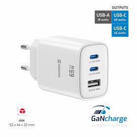 Nabíječka do sítě Swissten EDGE GaN 2x USB-C PD 65W/1x USB-A 18W QC bílá

 obrázek produktu 3 z 5