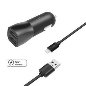 Adaptér do auta FIXED 2x USB, 15W Smart Rapid Charge + Lightning MFi kabel 1m černý

 obrázek produktu 1 z 2