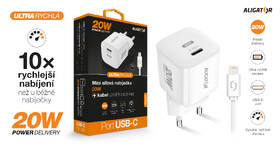 Nabíječka do sítě Aligator Power Delivery 20W, USB-C + kabel pro Apple bílá

 obrázek produktu 5 z 5