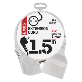 Kabel prodlužovací EMOS 1x zásuvka, 1,5m bílý

 obrázek produktu 1 z 2