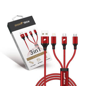 Kabel RhinoTech 3v1 USB-A (MicroUSB/Lightning/USB-C) 1,2m červený

 obrázek produktu 1 z 2