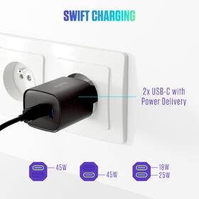 Nabíječka do sítě Spello by Epico ForceBoost GaN 45W 2x USB-C černá

 obrázek produktu 6 z 7