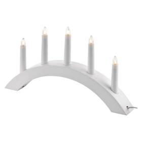 LED dekorace EMOS Svícen na 5× žárovičku E10 dřevěný bílý, oblouk, 40×28cm 

 obrázek produktu 1 z 4
