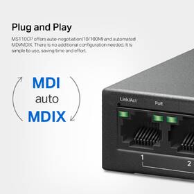 Switch Mercusys MS110CP 8-Port FE + 2-Port Gigabit (8-Port PoE+ 65W) černý

 obrázek produktu 8 z 9
