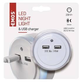 Noční světlo EMOS do zásuvky s 2× USB 

 obrázek produktu 5 z 5