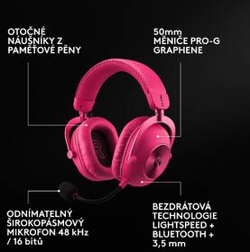 Headset Logitech G PRO X3 Lightspeed Wireless růžový

 obrázek produktu 9 z 17