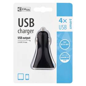 Adaptér do auta EMOS 4x USB, 6,8A (34W) max. černý

 obrázek produktu 3 z 3