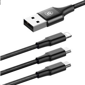 Kabel Baseus Rapid Series 3v1, USB/Micro USB, Lightning, USB-C, 1,2m černý

 obrázek produktu 2 z 4
