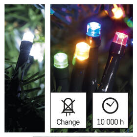 Vánoční osvětlení EMOS 100 LED řetěz 2v1, 10 m, venkovní i vnitřní, studená bílá/multicolor, programy 

 obrázek produktu 2 z 7