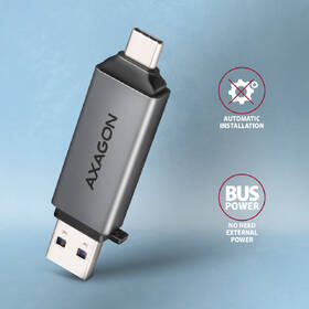 Čtečka paměťových karet Axagon CRE-DAC, USB-C + USB-A, SD/microSD, UHS-I černá

 obrázek produktu 4 z 5