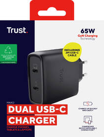 Nabíječka do sítě Trust MAXO 65W 2-Port GaN, USB-C černý

 obrázek produktu 5 z 12