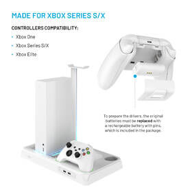 Dokovací stanice FIXED pro Xbox Series X a S s odvětráváním a nabíjením pro dva ovladače Xbox bílá

 obrázek produktu 2 z 11
