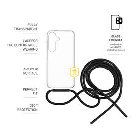 Kryt na mobil FIXED Pure Neck s černou šňůrkou na krk na Samsung Galaxy S25 průhledný

 obrázek produktu 4 z 4
