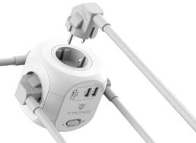 Kabel prodlužovací Viking AC CUBE PD, 4x zásuvka, 2x USB QC, 1x USB-C PD, 1,8m bílý

 obrázek produktu 2 z 6