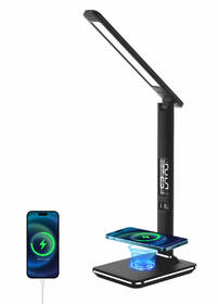 Stolní LED lampička IMMAX Kingfisher s bezdrátovým nabíjením Qi a USB, 8,5 W černá

 obrázek produktu 2 z 8
