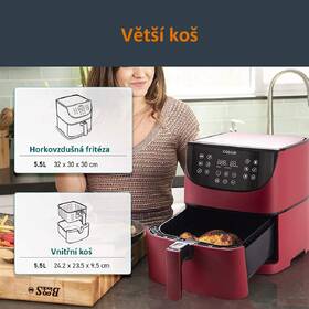 Fritéza horkovzdušná COSORI CP158 Premium 5,5 l červená barva
