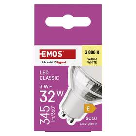 Žárovka LED EMOS bodová, 3W, 345lm, GU10, teplá bílá 

 obrázek produktu 3 z 15