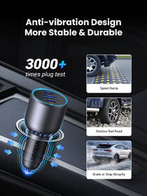 Adaptér do auta UGREEN 2×USB-C, USB, 75 W šedý

 obrázek produktu 4 z 5