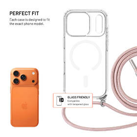 Kryt na mobil FIXED MagPure Neck s růžovou šňůrkou na krk na Apple iPhone 17 Pro průhledný

 obrázek produktu 1 z 8