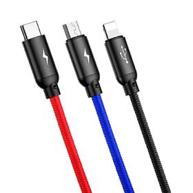 Kabel Baseus 3v1 USB/microUSB+Lightning+USB-C, 3,5A, 1,2m černý

 obrázek produktu 1 z 6