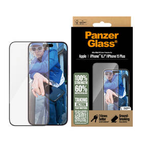 Tvrzené sklo PanzerGlass Ultra-Wide Fit na Apple iPhone 16 Plus/15 Plus s instalačním rámečkem 

 obrázek produktu 1 z 4