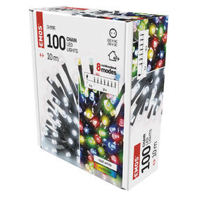 Vánoční osvětlení EMOS 100 LED řetěz 2v1, 10 m, venkovní i vnitřní, studená bílá/multicolor, programy 

 obrázek produktu 7 z 7
