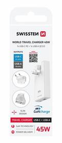 Cestovní adaptér Swissten GaN USB-C + USB-A, 45W (US, EU, UK) bílý

 obrázek produktu 5 z 5